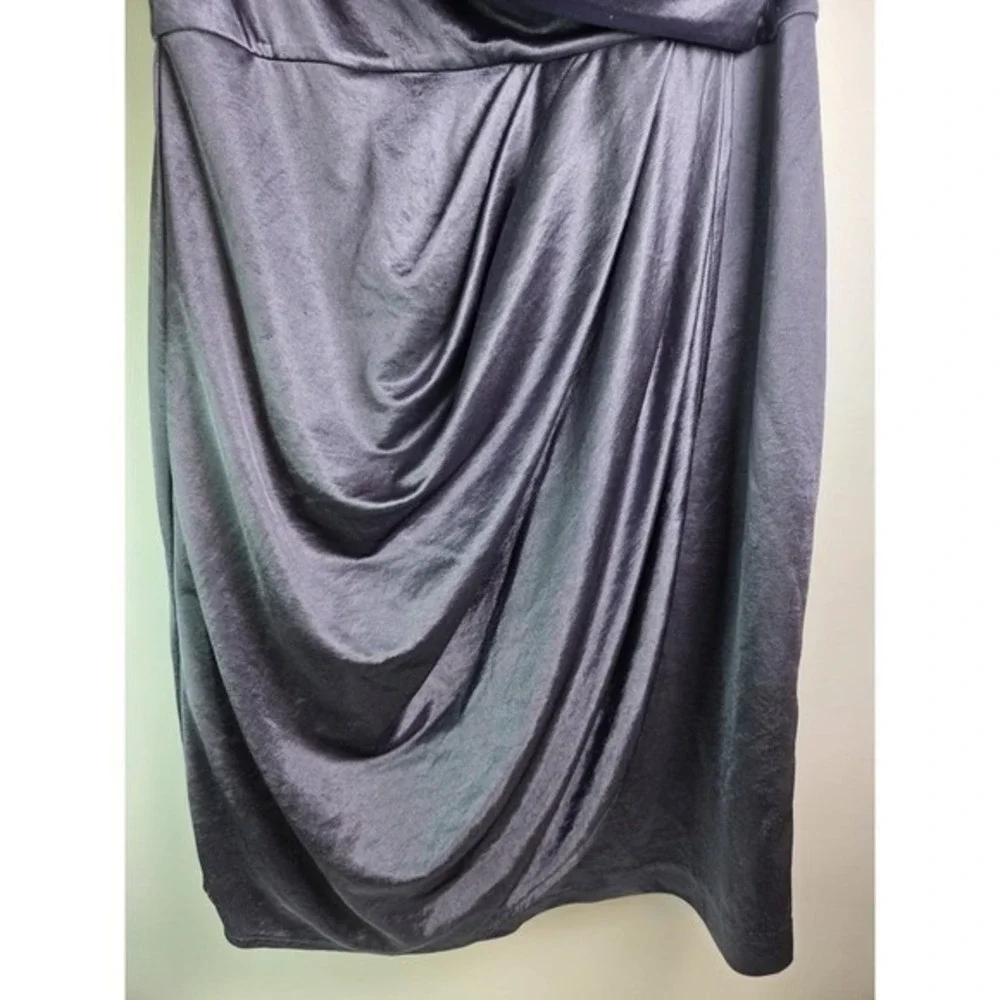Maggy London Womens Metallic Cowl Neck Draped Sheath Cocktail Dress Grey Size 12